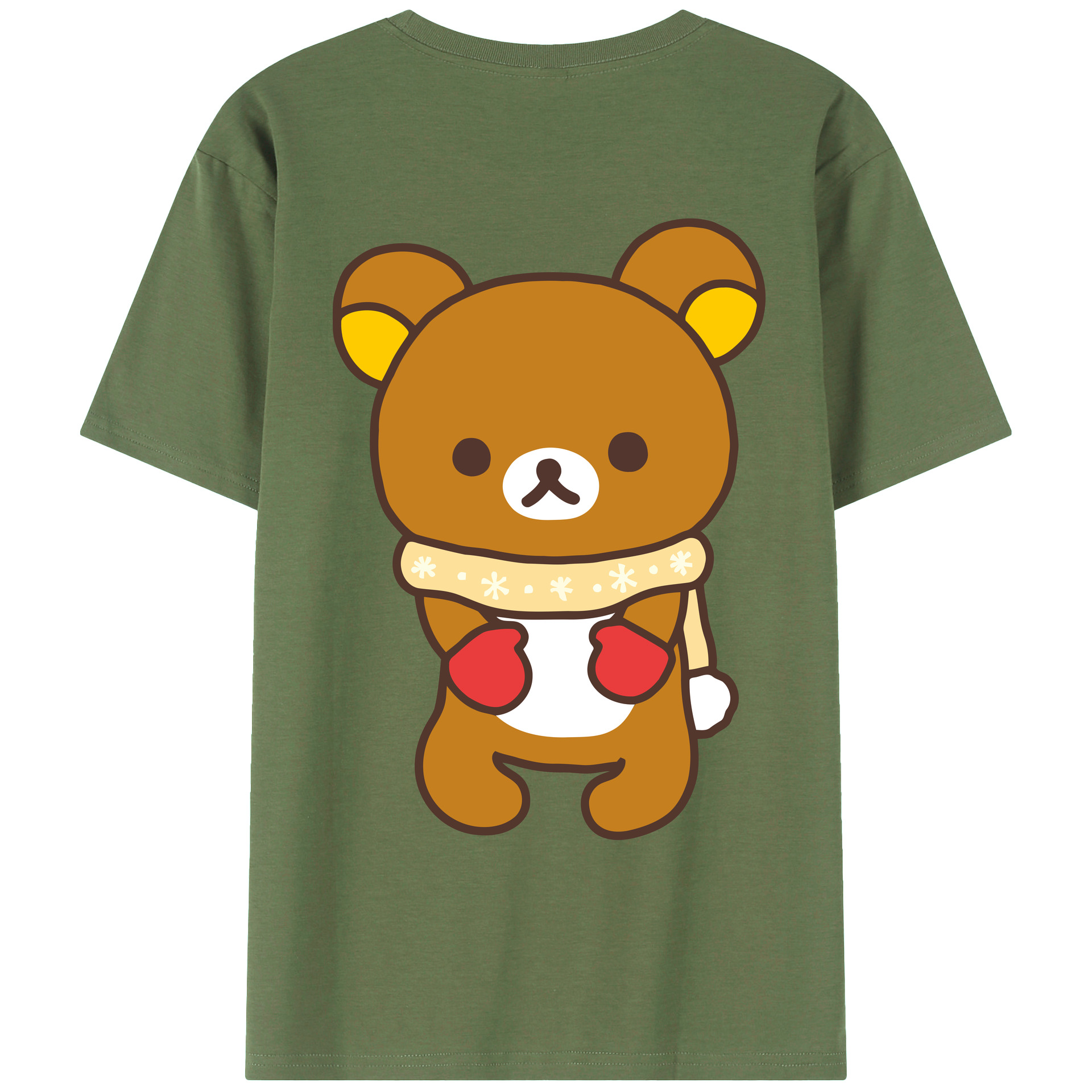 （画像用） リラックマ リラックマ キイロイトリ Rilakkuma Korilakkuma Kiiroitori 綿100％ メンズ半袖Tシャツ（バックプリント） 通気性